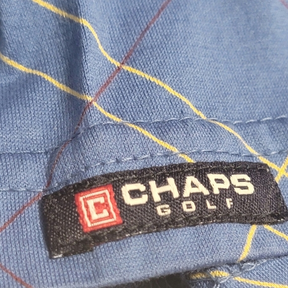 Vintage Chaps Golf Polo Shirt Adult XL Blue Diamond Pattern 1990's - Picture 6 of 12